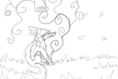 Fox-and-Nest-Continuous-Line-Art